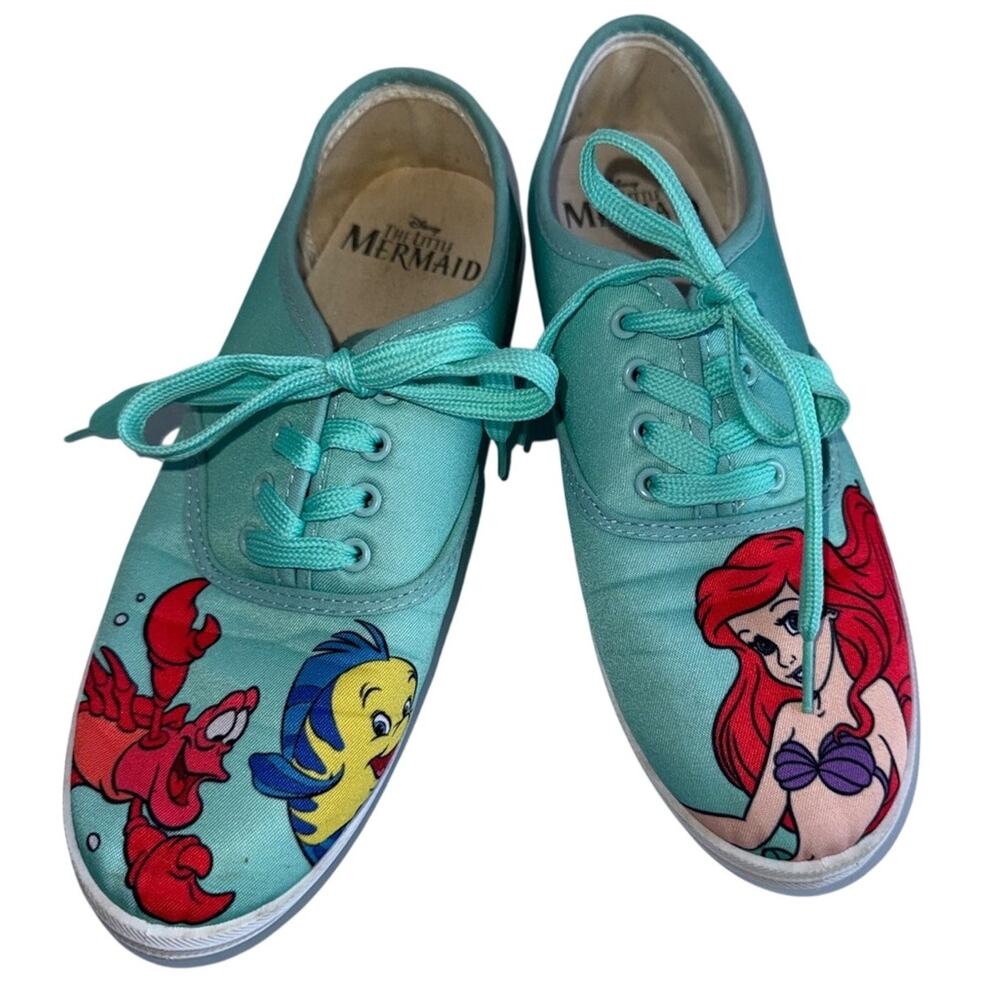 DISNEY LITTLE MERMAID Mint Green Painted Canvas Women Casual Ked Style Sneaker 9